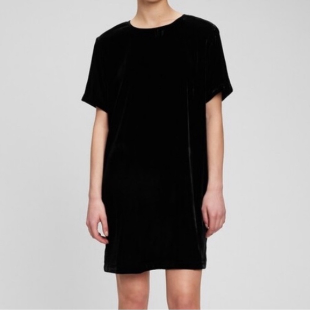 Urban Outfitters Black Velvet T-Shirt Dress M